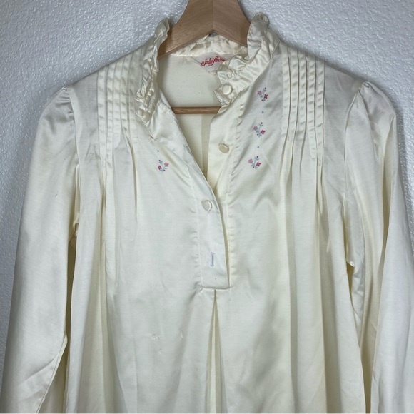 Jodie Arden Vintage Sleep Wear Robe Cream Embroidered Floral Small Pijama - Picture 6 of 16